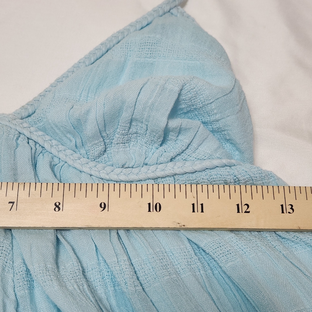 American Eagle Babydoll Romper Shorts Dress Womens Small Sky Blue Halter Beach - Picture 8 of 16